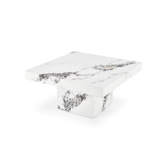 Măsuță cafea Monolit, blat MDF furniruit, design modern, finisaj marmorat, diametru 80x80x41 cm, negru/alb picture - 6