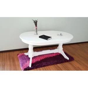 Măsuță cafea, ovală, PAL melaminat, 120x75x56 cm, alb