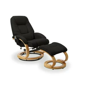 Fotoliu Matador electric cu taburet, funcție masaj și încălzire, piele ecologică, 71x76x103 cm, negru