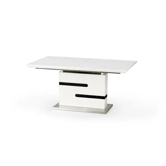 Masă Monaco extensibilă, MDF lucios și laminat, oțel inoxidabil, 160-220x90x76 cm, alb/gri picture - 2