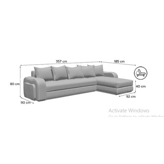 Colțar extensibil Monza cu 2 spații de depozitare și structură din lemn masiv de fag, mecanism cu șezut culisant picture - 12