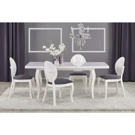 Masă Mozart extensibilă, blat rezistent, MDF laminat + lemn fag, 160-240x90x75 cm, alb picture - 2
