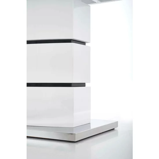Masă Nobel extensibilă, MDF lucios, structură metalică, 160-200x90x75 cm, alb picture - 7