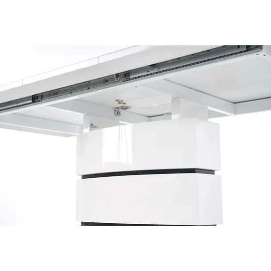 Masă Nobel extensibilă, MDF lucios, structură metalică, 160-200x90x75 cm, alb picture - 5