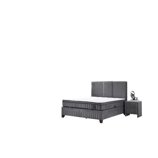 Noptieră Bella, design elegant, tapițerie catifelată, structură compactă, finisaj premium, gri picture - 2