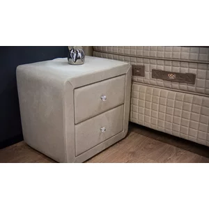 Noptieră Bio Life bej 57x42x53 cm, tapițată catifea, 2 sertare