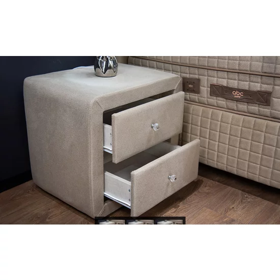 Noptieră Bio Life bej 57x42x53 cm, tapițată catifea, 2 sertare picture - 2