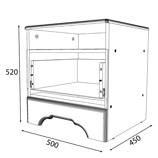 Noptieră Boston, 1 sertar cu extensie completă, MDF frezat și PAL melaminat, 50x45x52 cm, ivory picture - 2