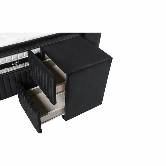 Noptieră Calipso cu 2 sertare, tapițată cu stofă catifelată, 42x45x60 cm, negru picture - 2