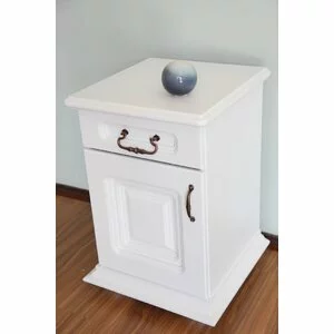 Noptieră Elena cu spațiu depozitare, finisaj alb, din PAL melaminat, 47x44x66 cm