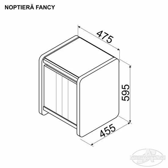 Noptieră Fancy, bej - 47.5x59.5x45.5 cm, design modern, tapițată cu stofă, PAL și sticlă picture - 2