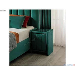 Noptieră Fancy, tapițată premium, design elegant, PAL și sticlă, 47.5x59.5x45.5 cm, verde