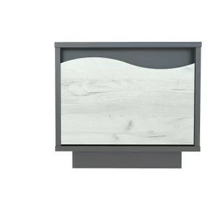 Noptieră Geneva Modernă, PAL Laminat, 40.5x45x40 cm, Gri Grafit și Stejar Craft Alb