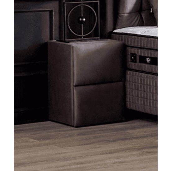 Noptieră tapițată Lateks 50x45x50 cm gri, cu spațiu depozitare și design modern picture - 2