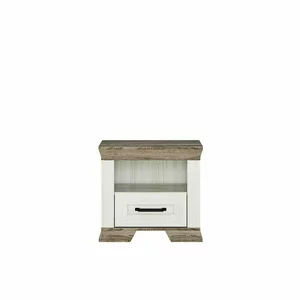 Noptieră Marsel 1S, cu sertar și spațiu deschis, MDF și PAL, 55x50x40 cm, alb frasin