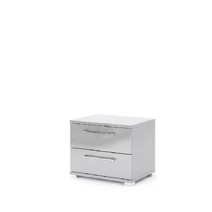 Noptieră Megy, compactă cu sertar și spațiu de depozitare, finisaj gri lucios, 47x55x40 cm