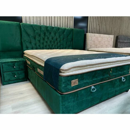 Noptieră Opera, cu 2 sertare, tapițată stofă, 57x42x53 cm, verde picture - 3