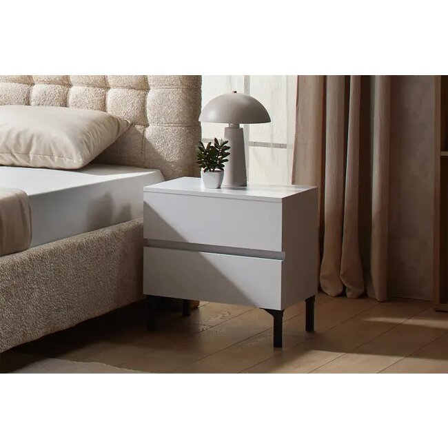 Noptieră Rio, alba - 44.5x35.5x39.5 cm, cu două sertare, din PAL