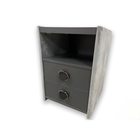 Noptieră Samba, cu 2 sertare, tapițată catifea, 42x41x58 cm, gri picture - 2