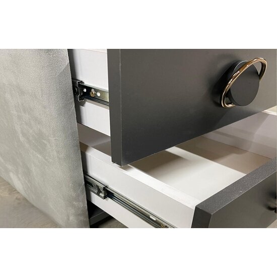 Noptieră Samba, cu 2 sertare, tapițată catifea, 42x41x58 cm, gri picture - 3