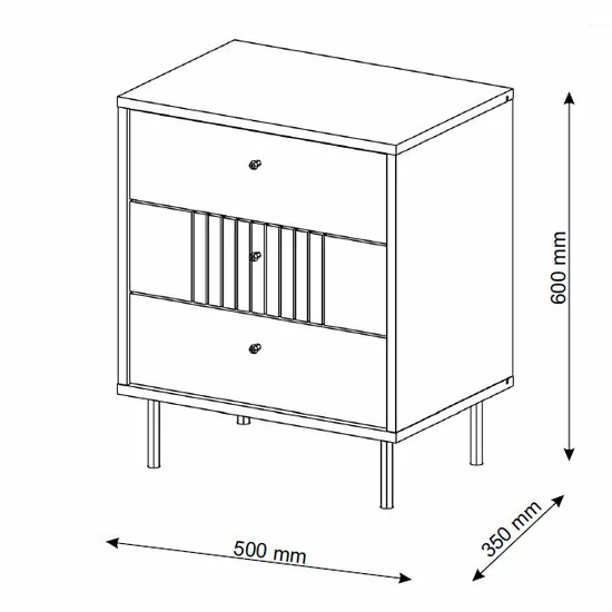 Noptiera Tiramisu KOM3S – 3 Sertare, Design Vertical cu Fronturi Frezate picture - 6