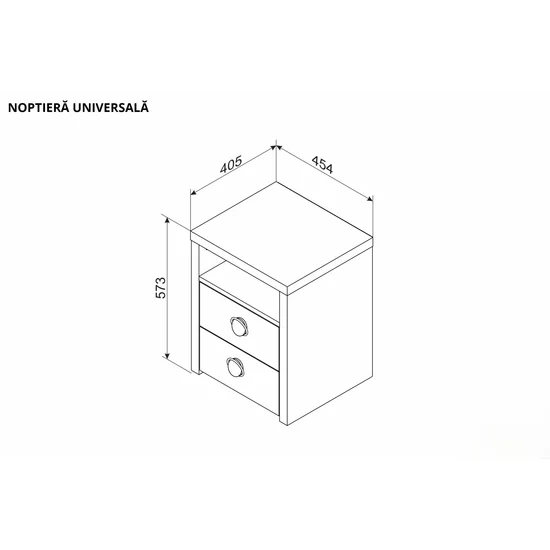 Noptieră Universal, design minimalist, un sertar spațios, PAL melaminat, 45x40x57 cm, Fungo picture - 2