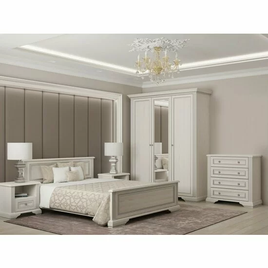 Noptieră White 1S, cu sertar, MDF frezat și PAL melaminat, 57.5x53x39 cm, frasin alb și pin argintiu picture - 6