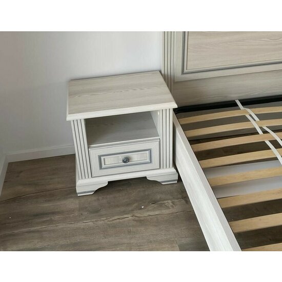 Noptiera White 1S Cu 1 sertar: 57,5x53x39 cm  Frasin alb/ Pin picture - 3
