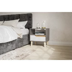 Noptieră cu un sertar Wood, structură PAL melaminat + MDF, design modern, 50x53x40 cm, personalizabil