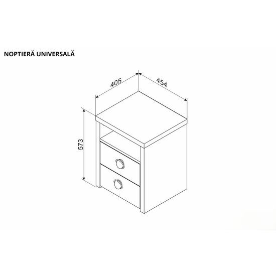 Noptieră Universal, design minimalist, un sertar spațios, PAL melaminat, 45x40x57 cm, Alb picture - 4