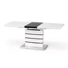 Masă Nord extensibilă, MDF lucios, design elegant, 140-180x80x76 cm, alb/negru picture - 3
