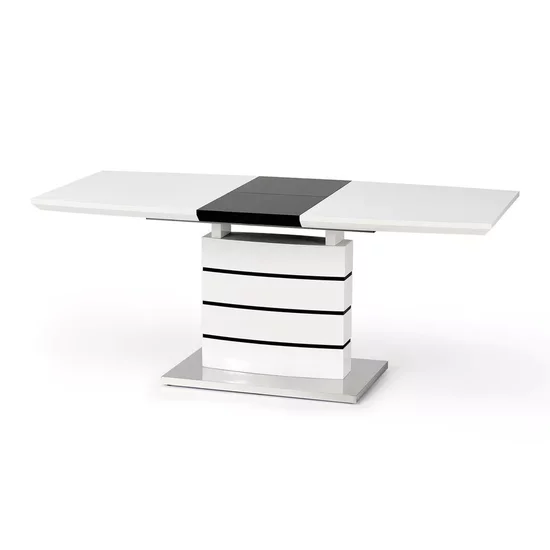 Masă Nord extensibilă, MDF lucios, design elegant, 140-180x80x76 cm, alb/negru picture - 3