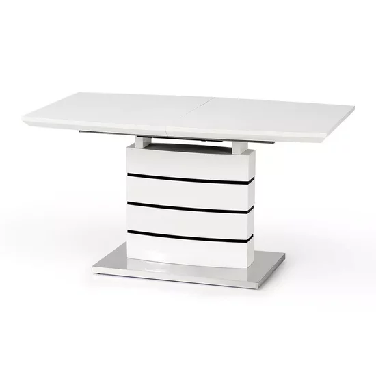 Masă Nord extensibilă, MDF lucios, design elegant, 140-180x80x76 cm, alb/negru picture - 2