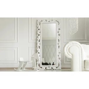 Oglindă Lara, design modern, MDF, 89.5x4x167.5 cm, alb, argintiu, auriu