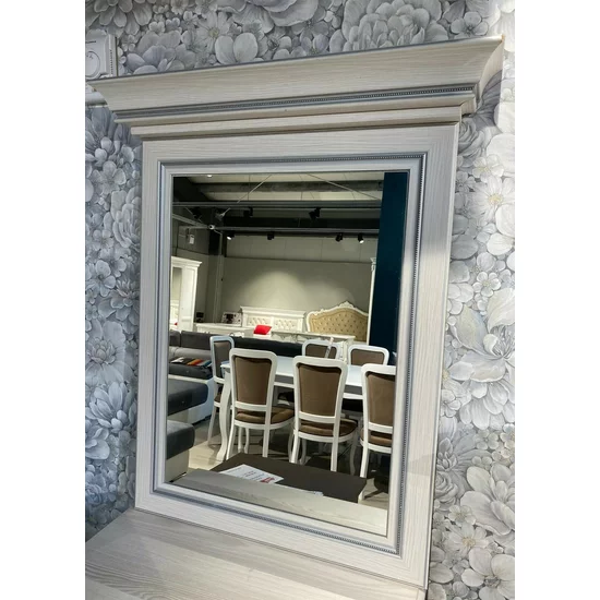 Oglindă White lus 60, ramă MDF elegantă și finisaj premium, sticlă securizată, 75x10.5x89.5 cm, frasin alb/pin argintiu picture - 3