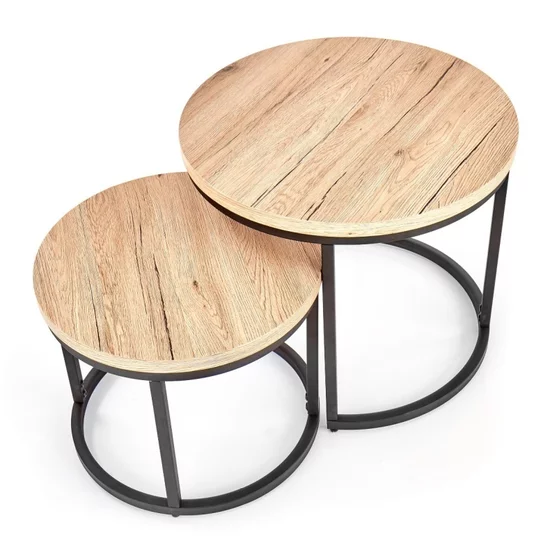 Set 2 măsuțe cafea Oreo, rotunde, PAL melaminat, 53x45 cm, stejar San Remo picture - 4