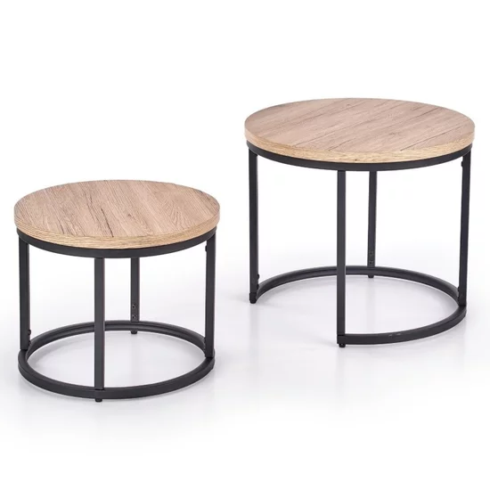 Set 2 măsuțe cafea Oreo, rotunde, PAL melaminat, 53x45 cm, stejar San Remo picture - 3