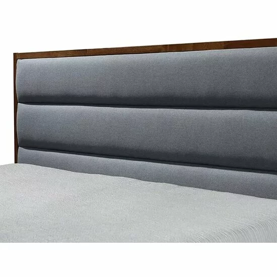 Pat Orlando, cu tăblie tapițată, stofă premium și lemn masiv, 160x200 cm, gri/nuc picture - 6