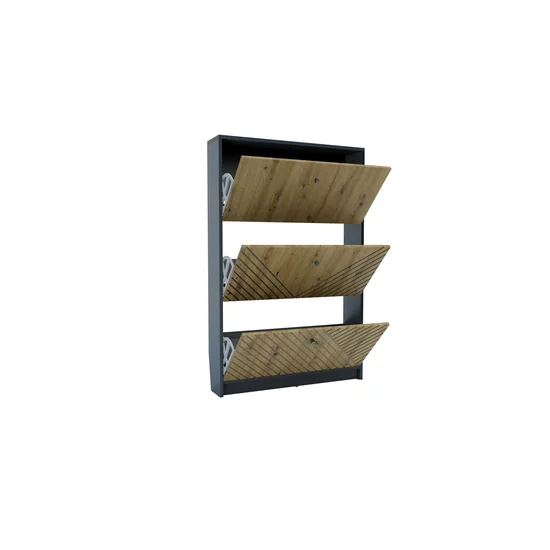 Pantofar Bristol 120, model vertical, structură PAL melaminat, spațiu eficient pentru încălțăminte, 120x80x17 cm, Alb picture - 2