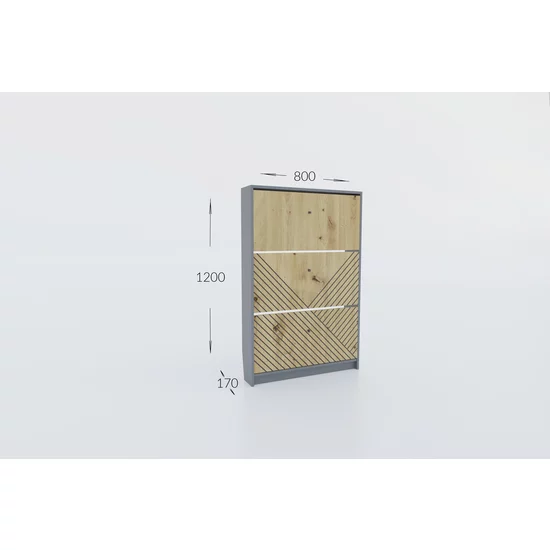 Pantofar Bristol 120, model vertical, structură PAL melaminat, spațiu eficient pentru încălțăminte, 120x80x17 cm, Alb picture - 3