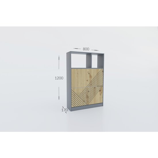 Pantofar Bristol 2D, 2 uși rabatabile, structură PAL melaminat, spațiu depozitare optim, 120x80x17 cm, Alb picture - 4