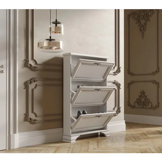 Pantofar Idento TUMBA SFB3B, model vertical cu 3 sertare, PAL și MDF, 80x19,5x123 cm, alb alpin picture - 2