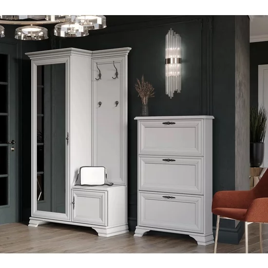 Pantofar Idento TUMBA SFB3B, model vertical cu 3 sertare, PAL și MDF, 80x19,5x123 cm, alb alpin picture - 4