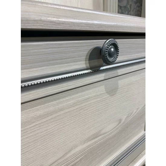 Pantofar White 1D, sertare spațioase și design compact, MDF și PAL melaminat, mânere metalice, 73x51x30 cm, frasin alb/pin argintiu picture - 3