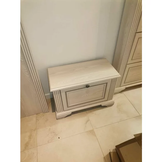 Pantofar White 1D, sertare spațioase și design compact, MDF și PAL melaminat, mânere metalice, 73x51x30 cm, frasin alb/pin argintiu picture - 6