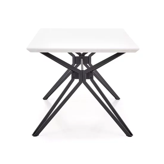 Masă Pascal, extensibilă, MDF lucios și oțel mat, 160x90x76 cm, alb/negru picture - 4