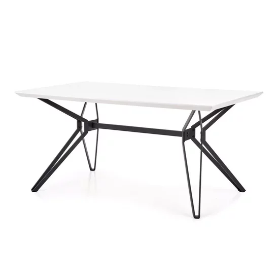 Masă Pascal, extensibilă, MDF lucios și oțel mat, 160x90x76 cm, alb/negru picture - 2