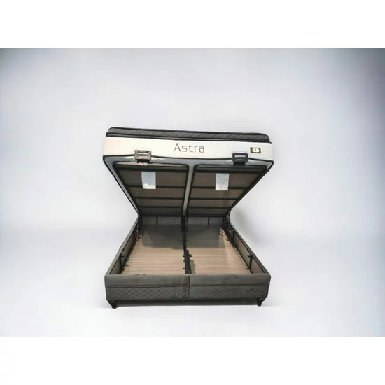 Pat Amna, design rafinat, ladă mare de depozitare, structură rezistentă, stofă catifea premium, 180x200 cm, gri picture - 3