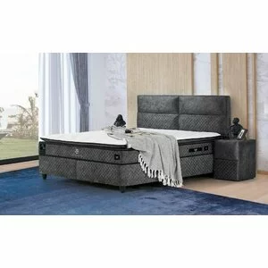Pat Babylon, Cu Ladă Depozitare, Tapițerie, 120x200 cm, Gri