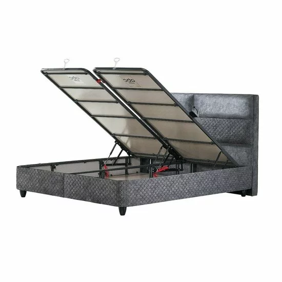 Pat Babylon, Cu Ladă Depozitare, Tapițerie, 120x200 cm, Gri picture - 4